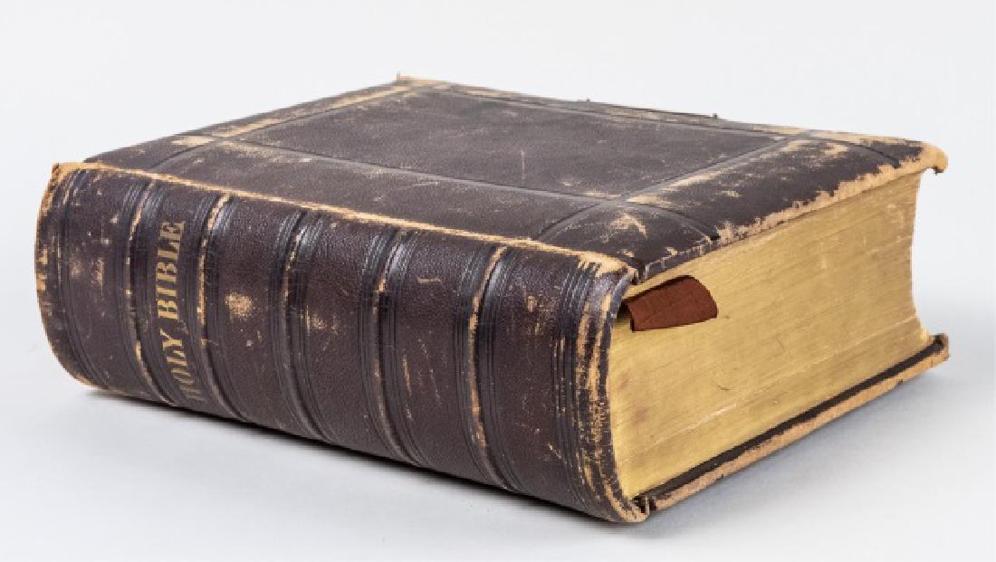 Oxford Family Bible: Printed in 1872 at the University Press, and sold by William W Harding, Philadelphia Notice to bidders: Condition reports and additional photographs are provided by request as a courtesy to our client