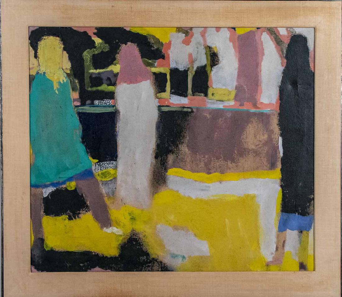 Irving Marantz (American, 1912 - 1972): Abstract figures. Oil on canvas. Canvas size, 27 x 23 inches. Framed. Provenance: Babcock Gallery label on the verso. Notice to bidders: Condition reports and additional photographs are provided by re