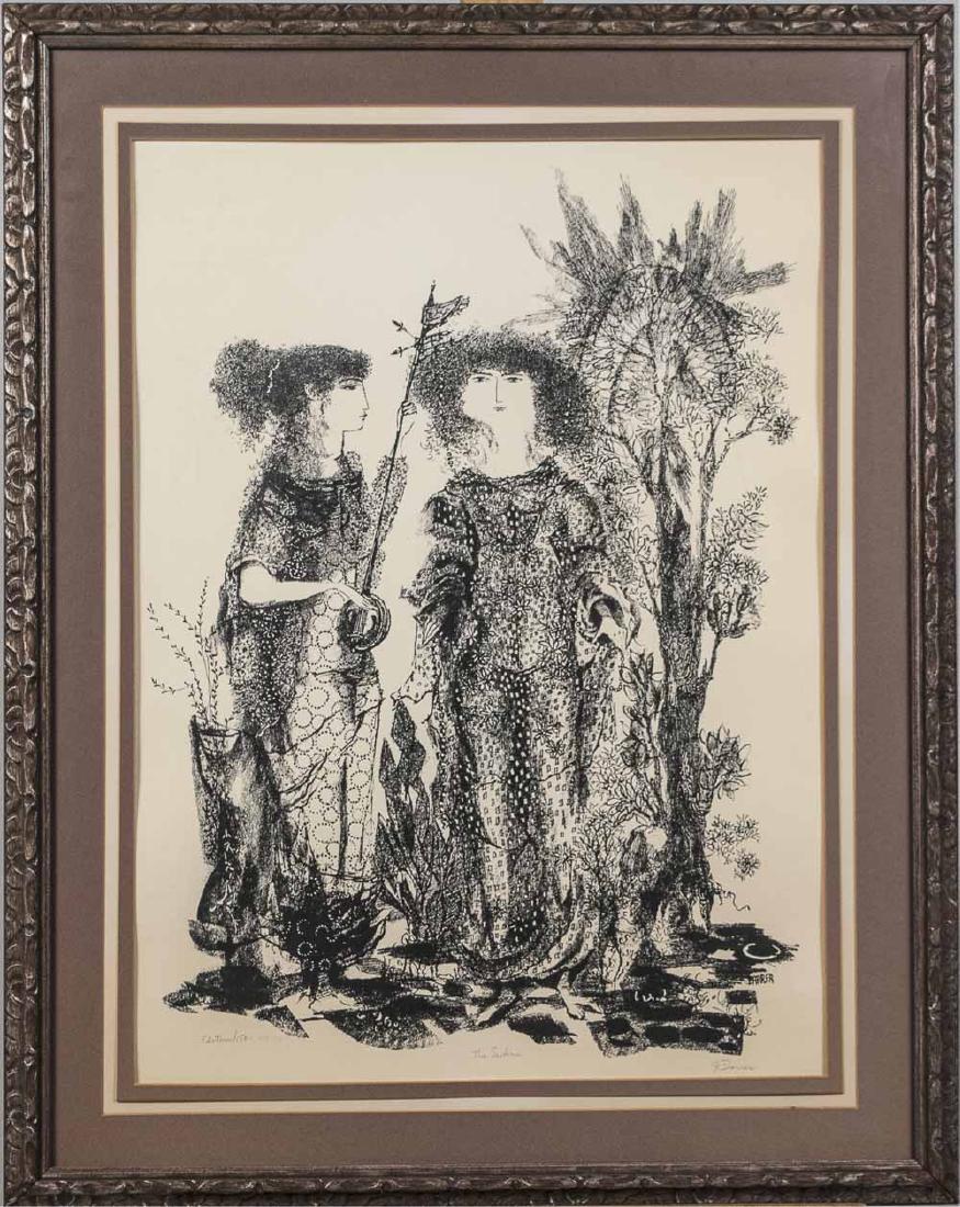 Gertrude Barrer (American, 1921-1992): Sisters. Lithograph, mid-20th century. Signed in plate and in pencil at bottom. Frame size, 29 1/2 x 22 3/4 inches. Notice to bidders: Condition reports and additional photographs are provided by requ