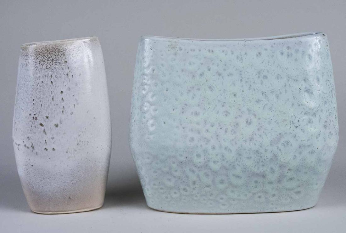 Russel Wright Bauer Pillow & Scarce Vases *: Height 8 1/2 inches. Notice to bidders: Condition reports and additional photographs are provided by request as a courtesy to our clients, as such any condition report is only an opinion and should no