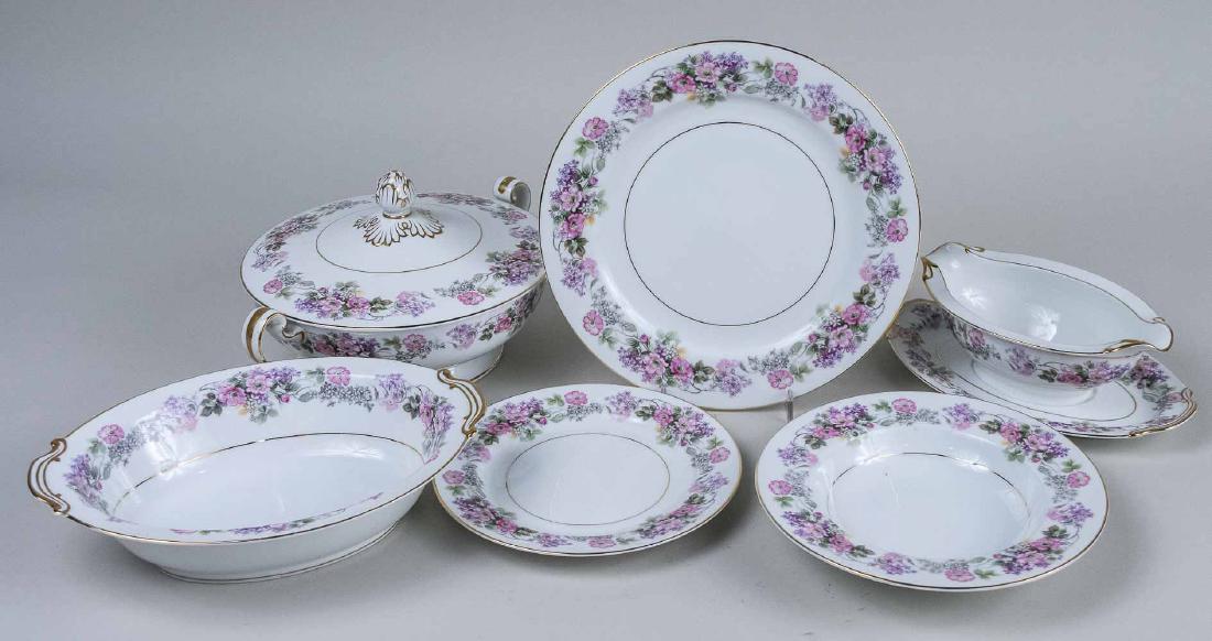 Noritake Porcelain Dinner Service: Floral pattern. Notice to bidders: Condition reports and additional photographs are provided by request as a courtesy to our clients, as such any condition report is only an opinion and should not be 
