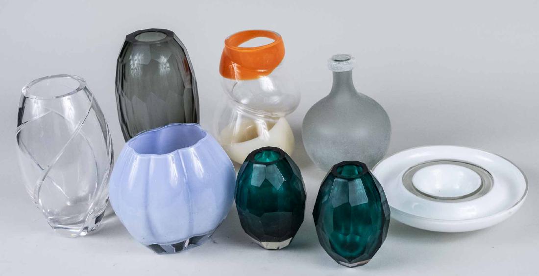 Group of Eight Colored Glass Vases (1 of 1)