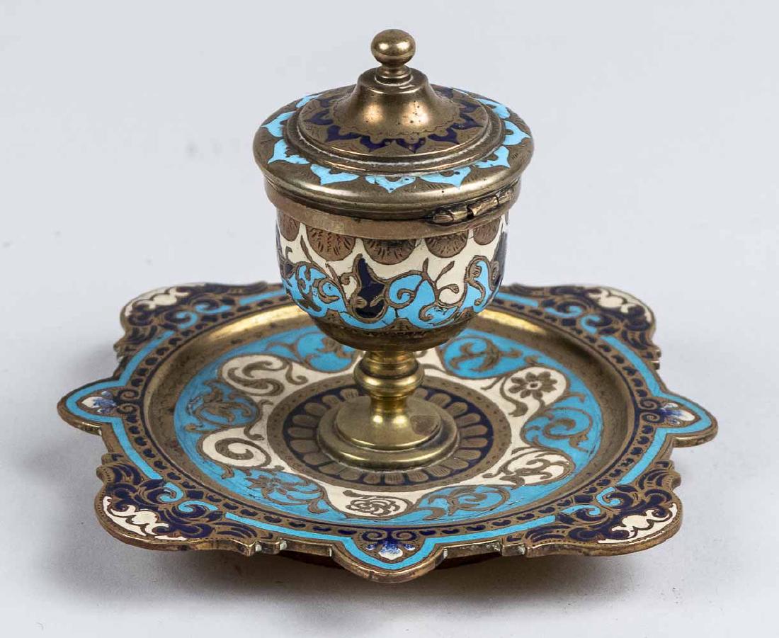 Champleve Bronze Inkwell (1 of 3)