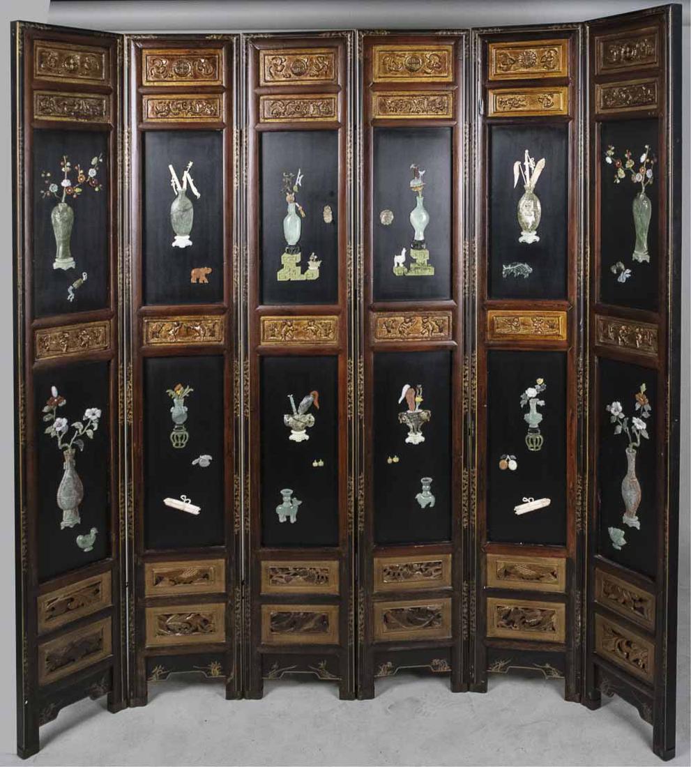 Black Lacquer Six Panel Floor Screen (1 of 1)