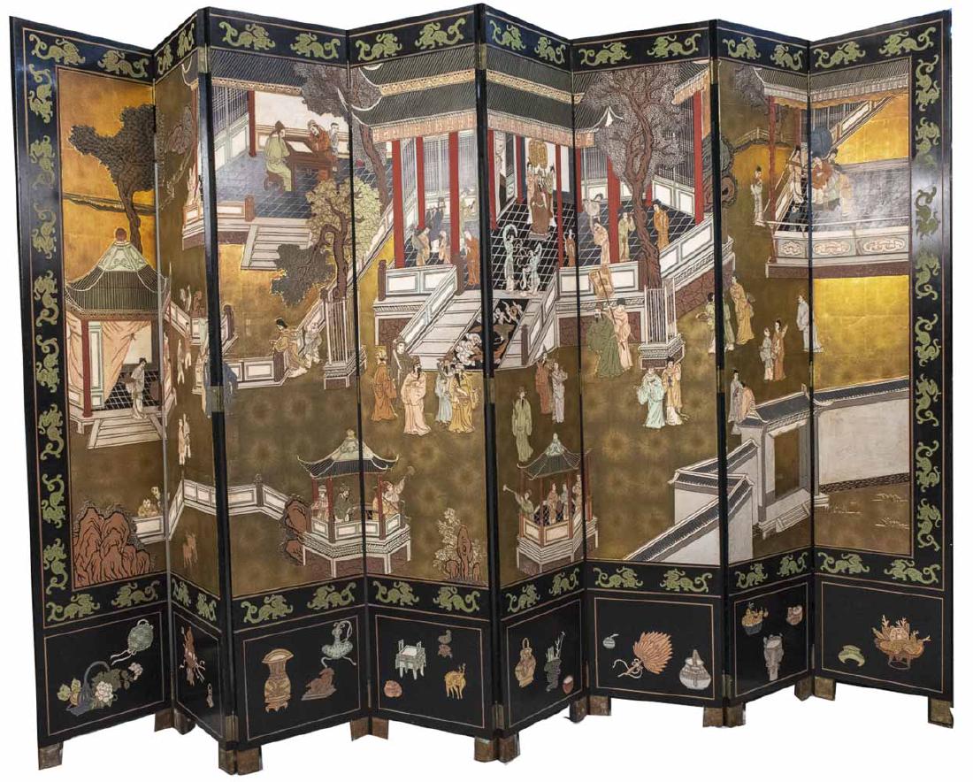 Chinese Coromandel Eight Panel Floor Screen (1 of 2)