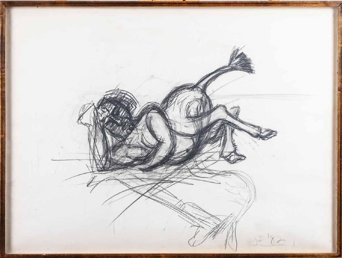Contemporary Picture: Reclining Satyr Notice to bidders: Condition reports and additional photographs are provided by request as a courtesy to our clients, as such any condition report is only an opinion and should not be 