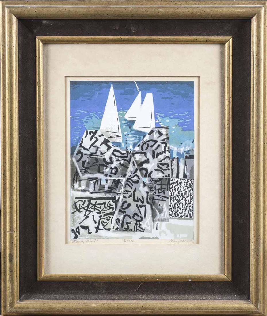 Guy Maccoy (American, 1904-1981): Stormy Point. Serigraph, 1964. Signed (LR), edition of 100 (LC) and titled (LL). Image size 7.5 x 9.5 inches. Matted and framed. Notice to bidders: Condition reports and additional photographs are pro