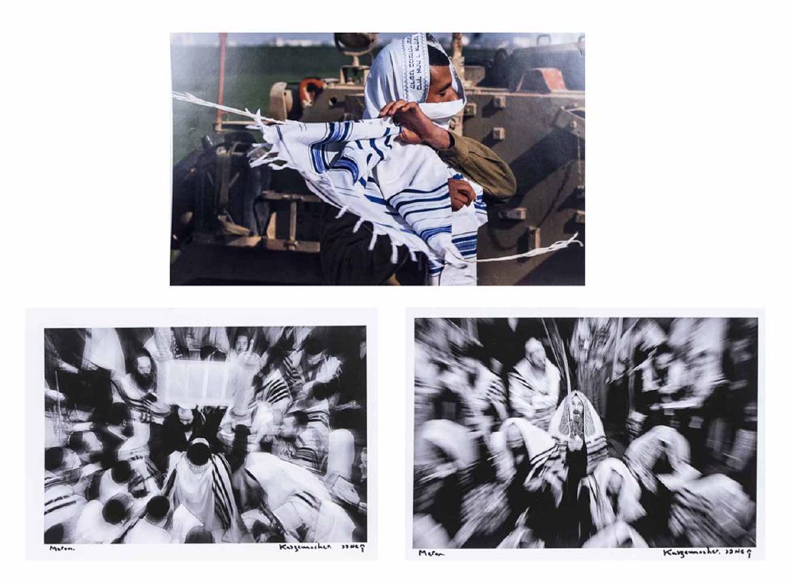 Three of Photographs of Israeli Men: Three photographs of Israeli or Middle Eastern men. Two signed Meron and one unsigned. Largest 9 x 14.25 inches. Unframed. Notice to bidders: Condition reports and additional photographs are provided 