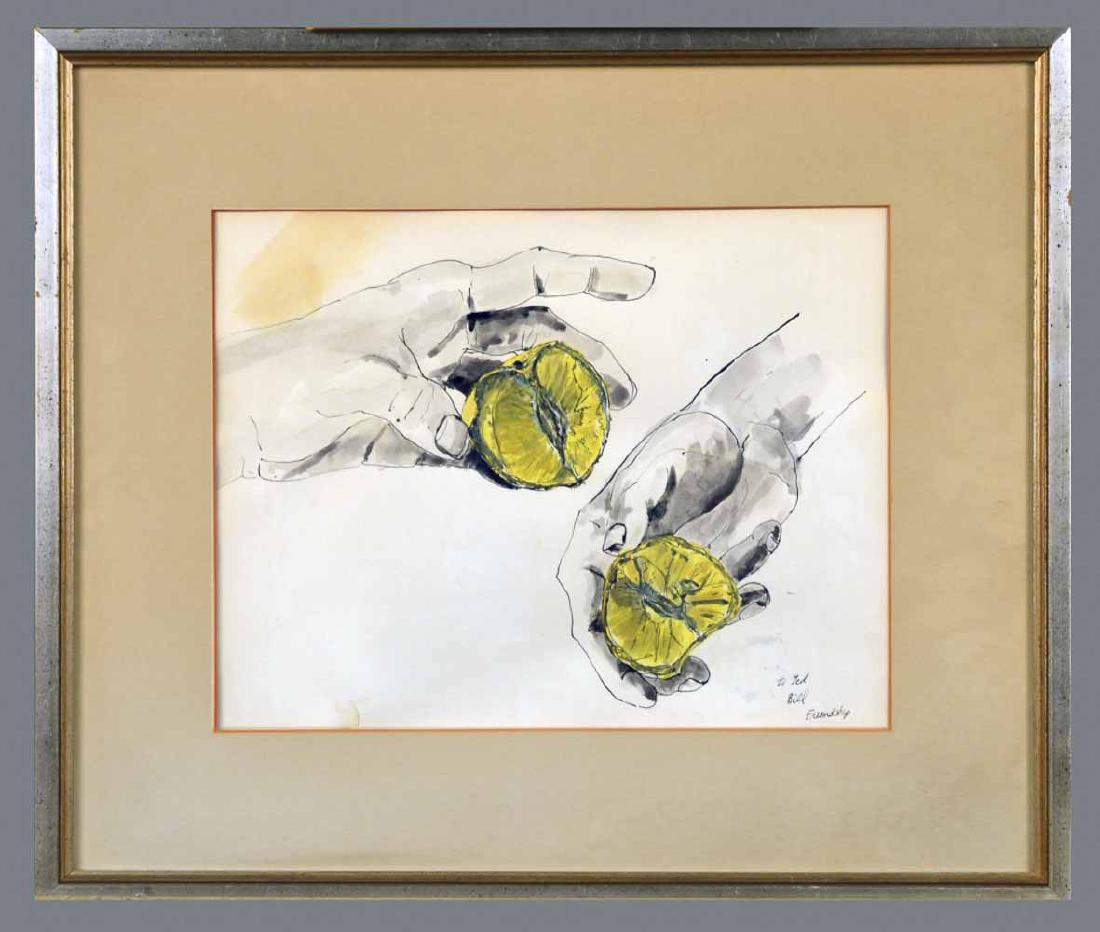 Modern School (20th Century): Friendship. Watercolor, ink and wash on paper. Inscribed "To Ted, Bill" (l.r.), titled (l.r.). Sight size 10 x 13 inches. Matted and framed. Notice to bidders: Condition reports and additional photogr