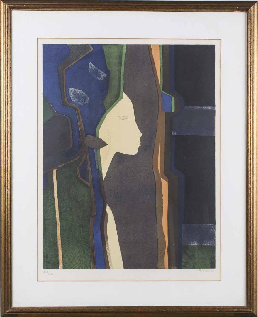 Andre Minaux (French, 1923-1986), Dame et Mirroir: Dame et Mirroir. Lithograph, 1974. Signed (LR) and numbered 118/150 (LL). Sight size 24 x 18 inches, frame size 32 x 26 inches. Matted and framed. Notice to bidders: Condition reports and additional p