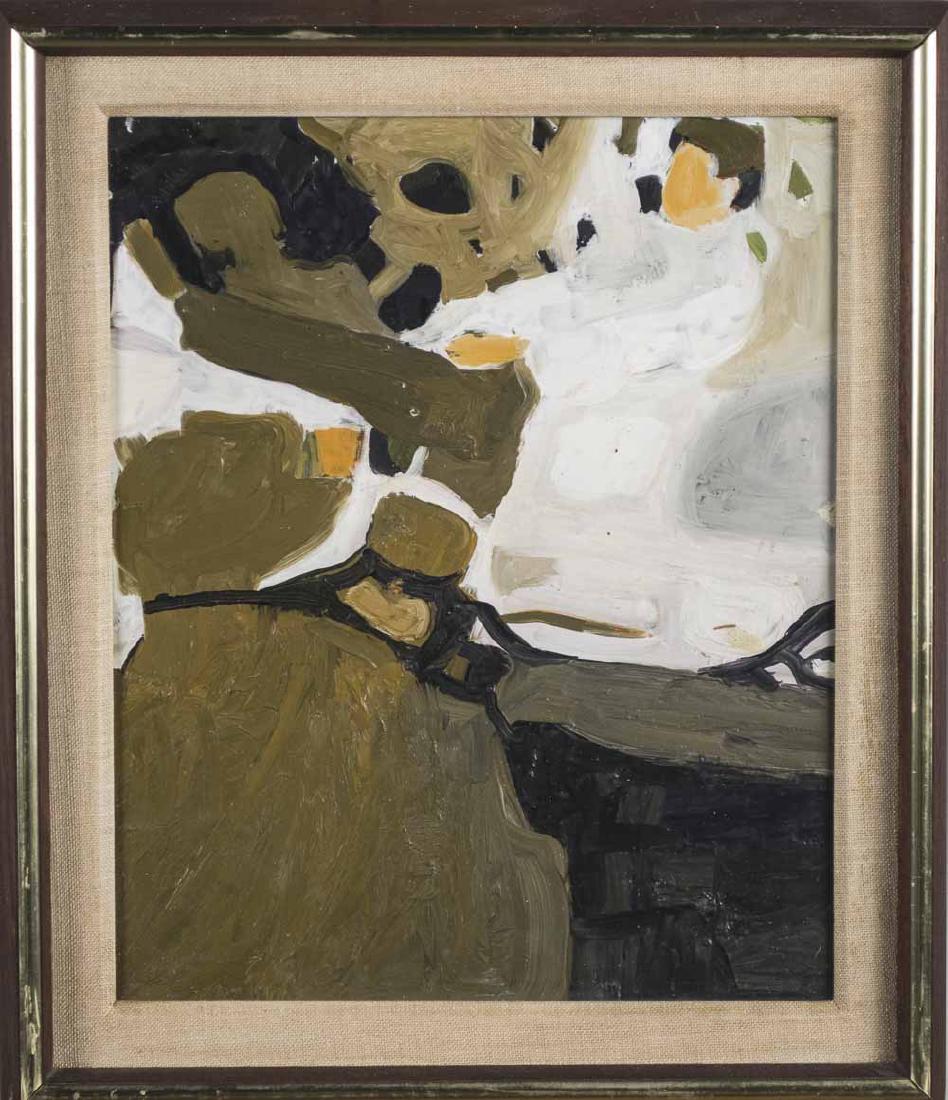 Abstract Reclining Figure: Abstract Reclining Figure. Oil on board, 20th century. Signed Gains..[illegible] on the verso. Board size 12 x 10 inches, frame size 15 x 12 inches. Framed. Notice to bidders: Condition reports and ad