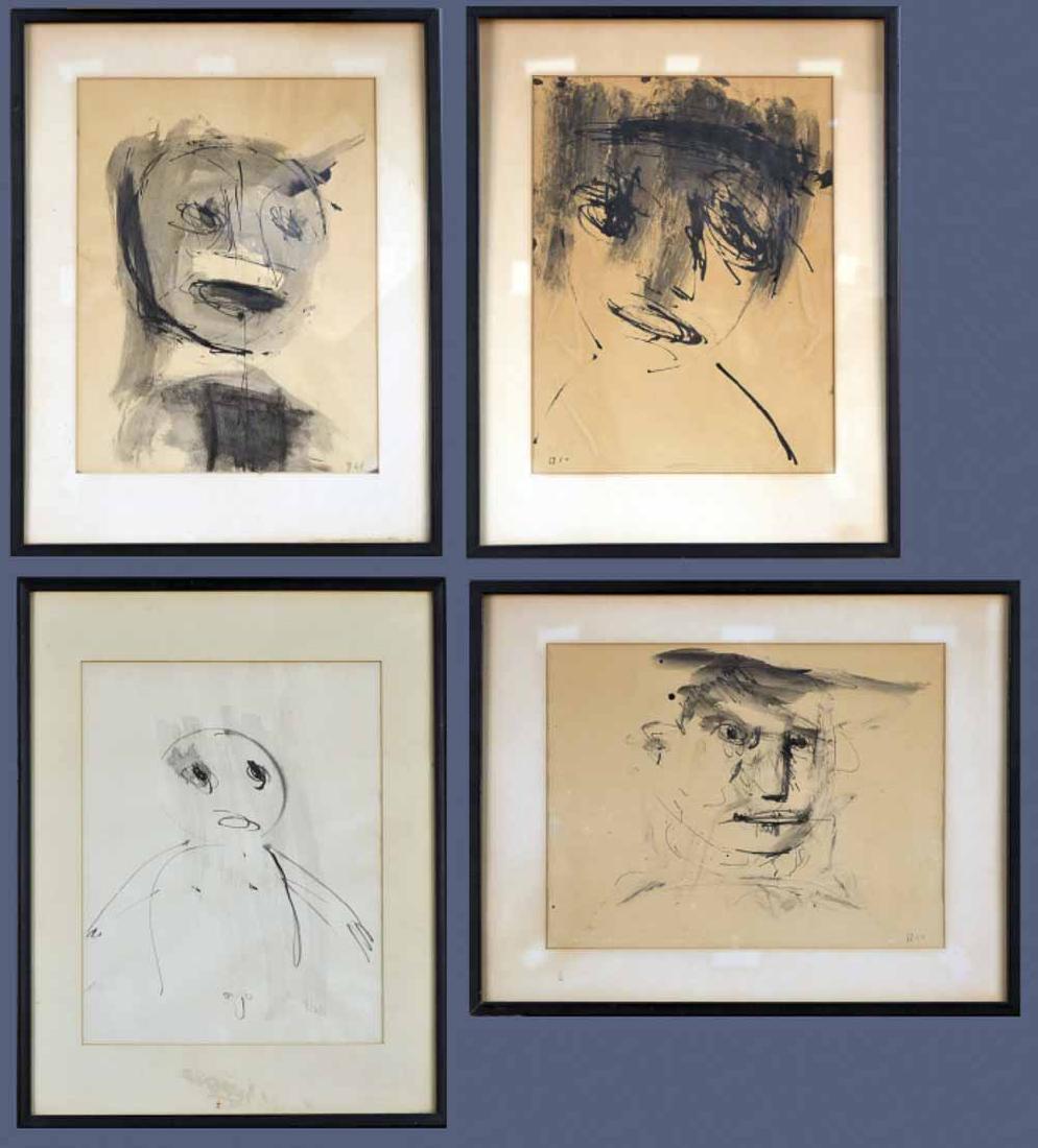 Herb Brown (American, 1923-2011): Set of four gouache on paper sketches. Each initialled and dated (l.l. or l.r.). Each approximate sight size 10 x 13 1/2 inches. All matted and framed. Notice to bidders: Condition reports and additio
