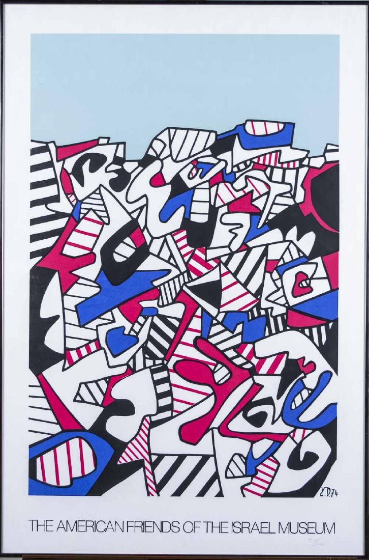 After Jean Dubuffet: American Friends of the Israel Museum. Offset lithograph, dated 1974. Signed in plate, and editioned in pencil, 74/200. Frame size, 36 x 24 inches. Notice to bidders: Condition reports and additional 