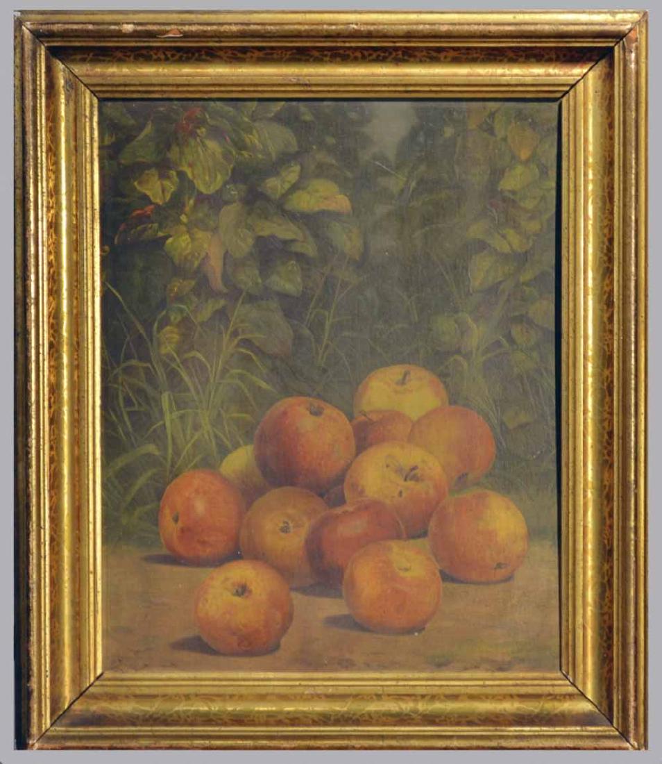 After William Mason Brown (American, 1828-1898): Apple Still Life. Chromolithograph, circa 1850s, Published by Currier and Ives. Sight size 20 x 15 inches. Framed. Notice to bidders: Condition reports and additional photographs are provided by reque