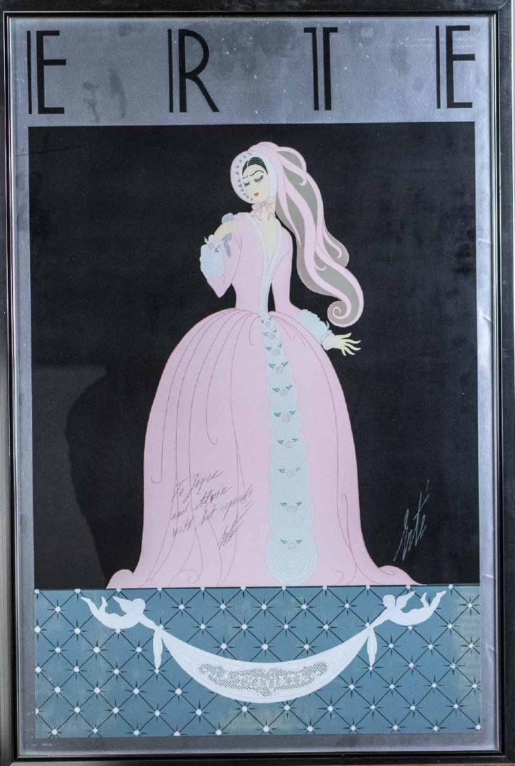 Erte Serigraph: Inscribed and signed in pencil and signed in the plate. Frame size, 31 x 21 inches. Notice to bidders: Condition reports and additional photographs are provided by request as a courtesy to our clients