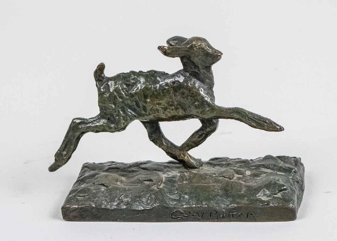 Bronze Lamb: Leaping lamb. Signed on the base Susse Freres Paris Height 3 inches. length, 8 inches. Notice to bidders: Condition reports and additional photographs are provided by request as a courtesy to our clie