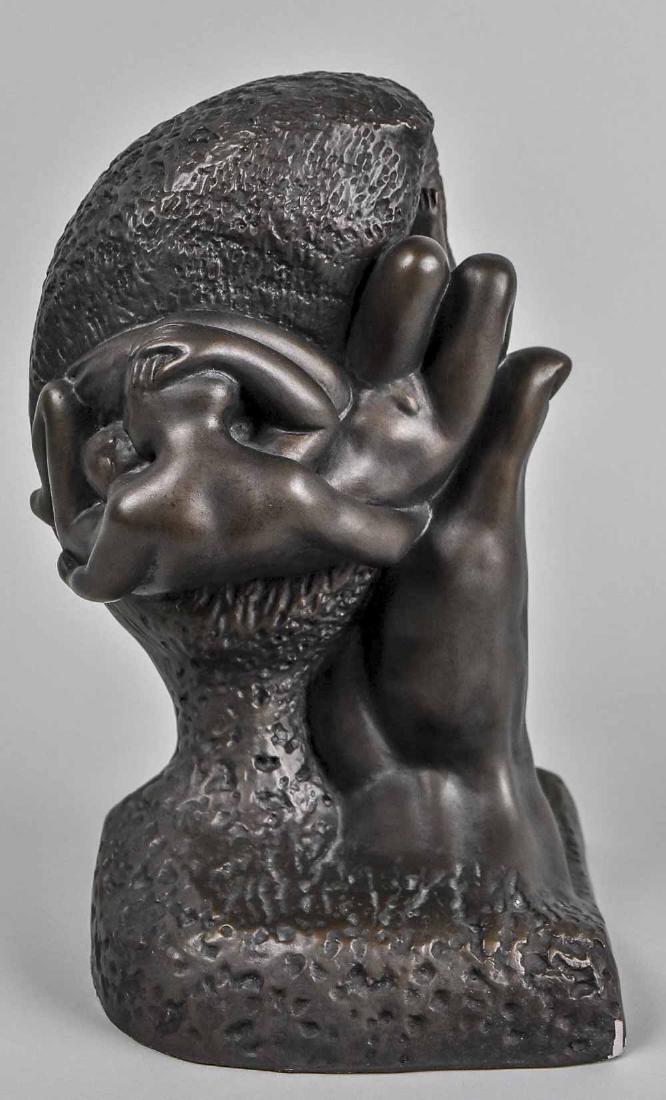 After Auguste Rodin (French, 1840 - 1917): Hand of God. Composite, copyright Austin Productions 1969. Inscribed Austin Prod. © 1969. Height 12 inches. Notice to bidders: Condition reports and additional photographs are provided by request as