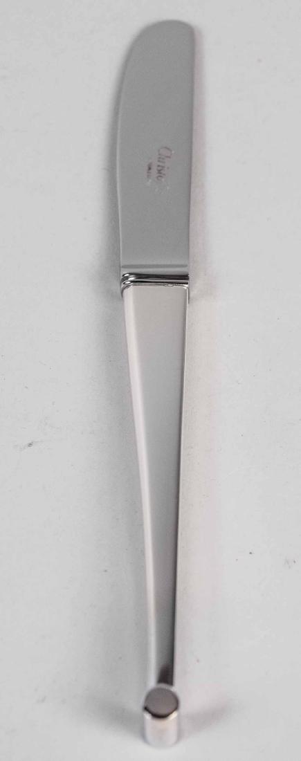 Christofle Silver Plated Flatware BY: BY pattern, comprising ten butter spreaders. Notice to bidders: Condition reports and additional photographs are provided by request as a courtesy to our clients, as such any condition report is only