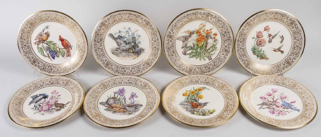 Group of Lenox Edward Marshall Boehm Plates: Twenty three plates, from the Annual Bird series, eight designs, including eight 1972 Mountain Bluebird, one 1974 Rufous Hummingbird, one 1976 Cardinal, two 1977 Robin, four 1978 Mockingbirds, three 1