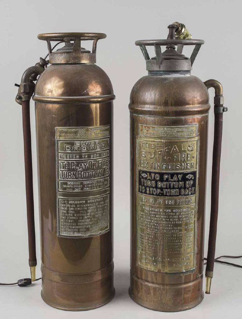 Two Vintage Copper Fire Extinguishers