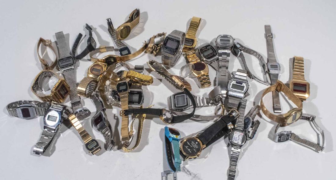Collection of Wristwatches: Various makers and styles including Cascio, Texas Instruments, Cimier, Amitron, Gruen, etc. Notice to bidders: Condition reports and additional photographs are provided by request as a courtesy to our