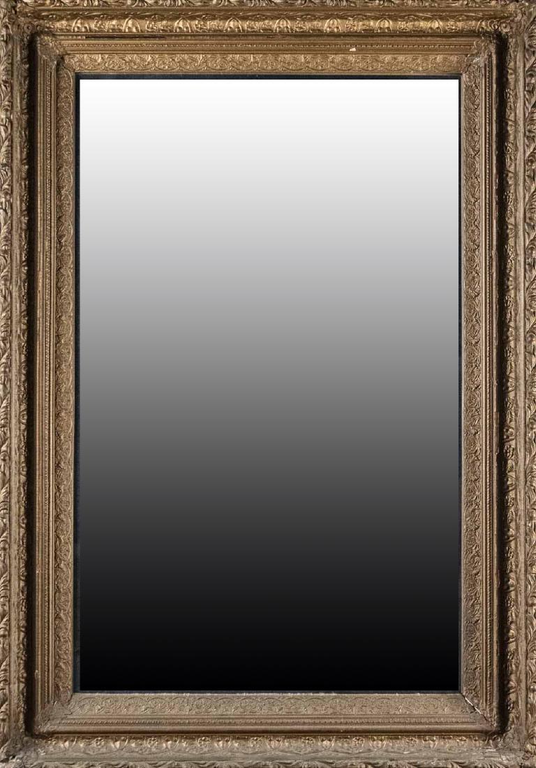 Gilt Wood Mirror: Molded frame. Height 46 inches, width 33 inches. Notice to bidders: Condition reports and additional photographs are provided by request as a courtesy to our clients, as such any condition report is o