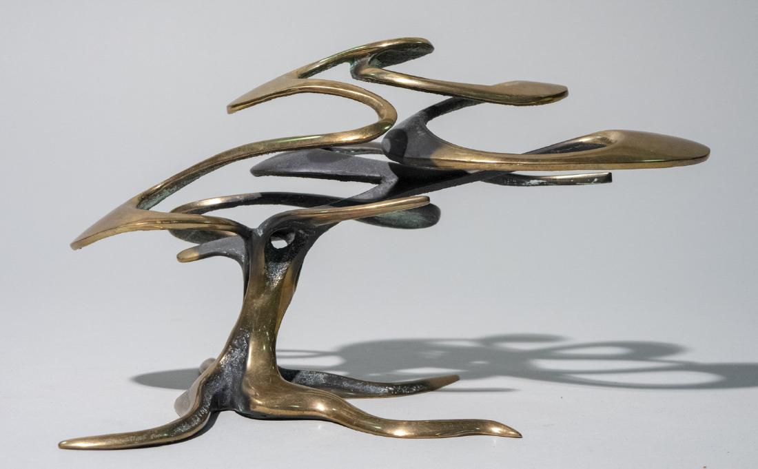 Bob Bennett (American, 1928 -2003): Bronze sculpture in the form of a tree. Signed and dated 1985 and editioned 278/500 . Height 6 1/4 inches. Length 11 1/4 inches. Notice to bidders: Condition reports and additional photographs are pro