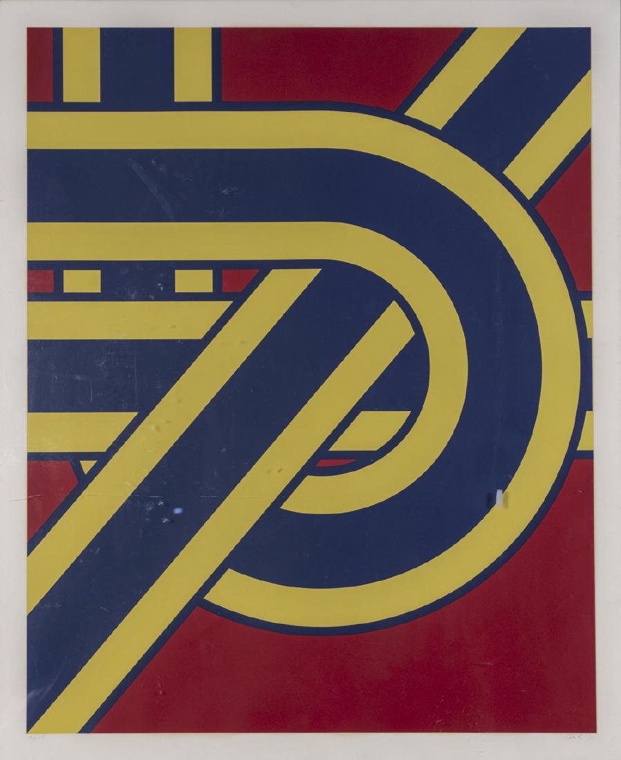 Pierre Clerk (Canadian, b 1928): Untitled 4. Silkscreen on paper, 1971. Signed (l.r.), numbered 2/75 (l.l.). Sight size 40 1/2 x 33 inches. Framed. Notice to bidders: Due to the nature of this particular online sale, the lots offered