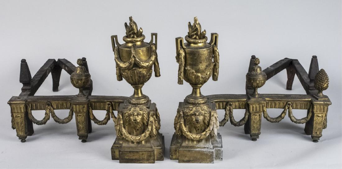 Pair of Andirons: Details coming soon Notice to bidders: Due to the nature of this particular online sale, the lots offered may not be available for detailed condition reports or additional photography. The absence of 