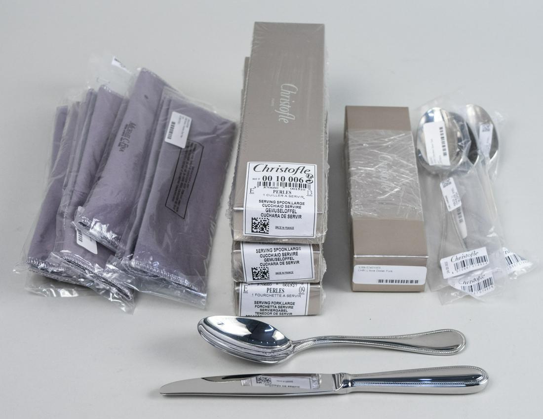 Christofle Perles Flatware: Details coming soon Notice to bidders: Condition reports and additional photographs are provided by request as a courtesy to our clients, as such any condition report is only an opinion and should not
