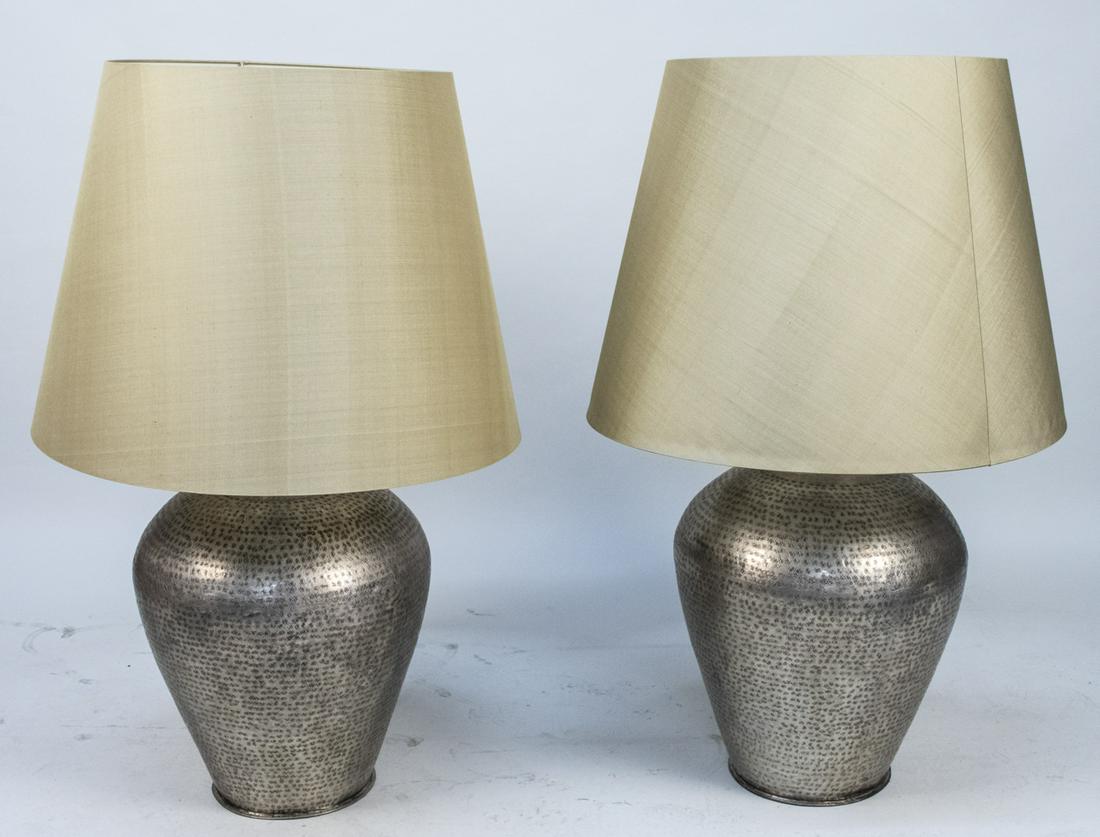 Pair Of Monumental Hammered Metal Table Lamps Jul 27 2019
