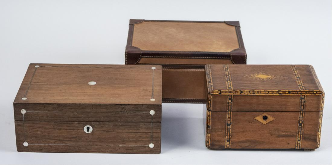 Group of Three Decorative Boxes: Details coming soon Notice to bidders: Condition reports and additional photographs are provided by request as a courtesy to our clients, as such any condition report is only an opinion and should not