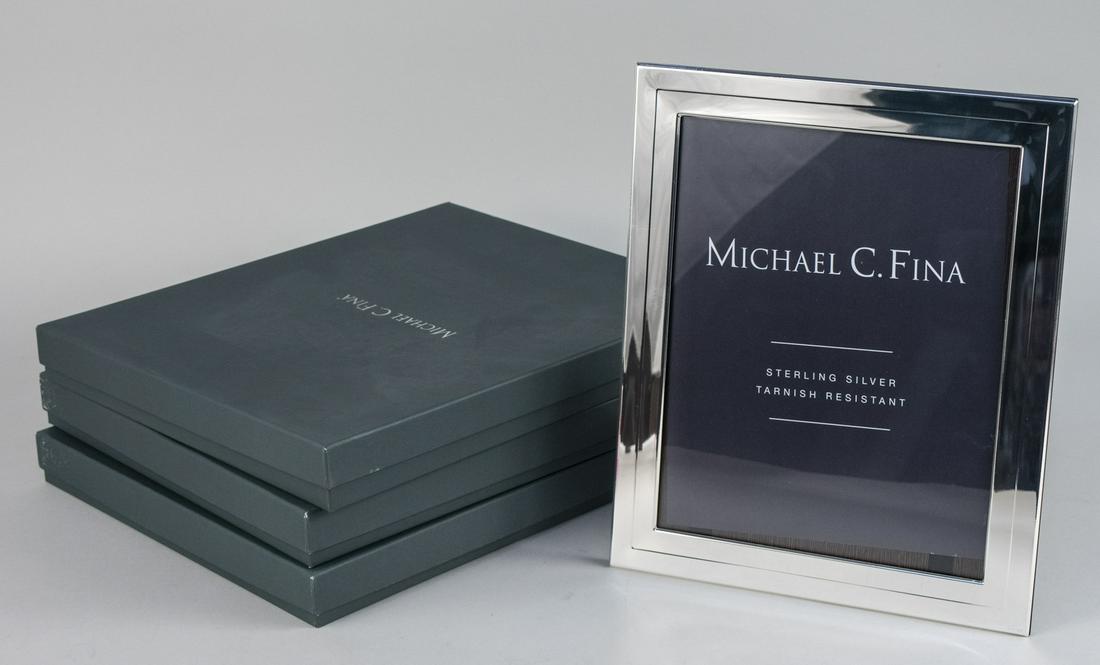 Set of Three Michael C Fina Silver Picture Frames: Soho pattern 8 x 10 frames. Notice to bidders: Due to the nature of this particular online sale, the lots offered may not be available for detailed condition reports or additional photography. The abs