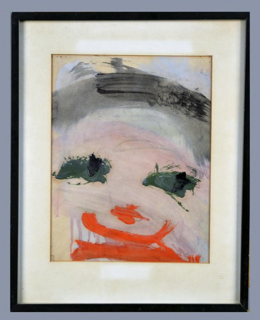 Herb Brown (American, 1923-2011): Abstract of Young Girl. Gouache and watercolor on paper, 1961. Sight size 10 1/2 8 1/4 inches. Matted and framed. Notice to bidders: Condition reports and additional photographs are provided by reques