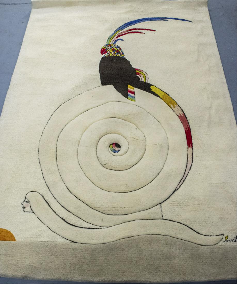 Burt Grodel for Edward Fields Carpet: 83 x 58 inches. Notice to bidders: Condition reports and additional photographs are provided by request as a courtesy to our clients, as such any condition report is only an opinion and should not be