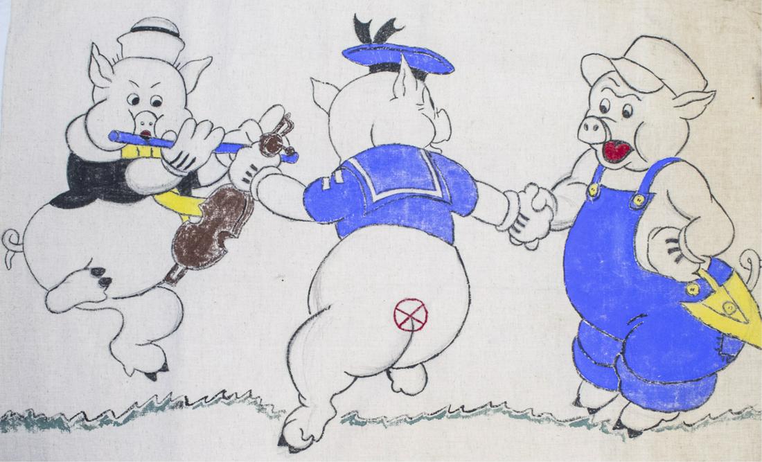 Three Little Pigs Tapestry: Details coming soon Notice to bidders: Due to the nature of this particular online sale, the lots offered may not be available for detailed condition reports or additional photography. The absence of