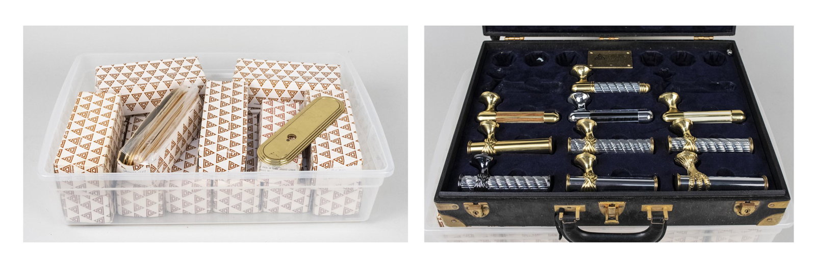 Designer Architectural Hardware: Serdaneli brass and chrome door hardware. Notice to bidders: Condition reports and additional photographs are provided by request as a courtesy to our clients, as such any condition report is only an 