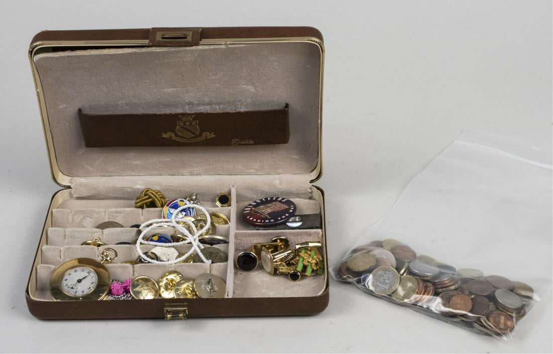Group of Gentlemans Jewelry: Including fashion and gold filled cufflinks, etc., in a jewelry box. Notice to bidders: Due to the nature of this particular online sale, the lots offered may not be available for detailed condition r