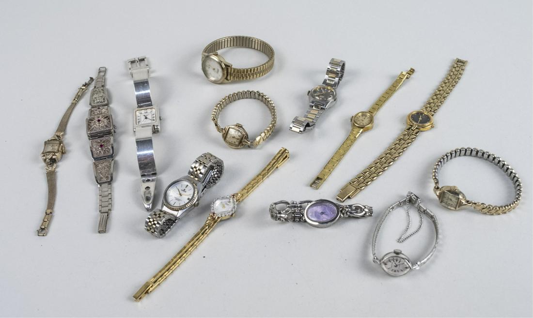 Group of Vintage Watches: Various makers including Bulova, Waltham, Seiko, Gruen, Pulsar, Lorus, Elgin, Timex, Citizen, Guess, etc. Notice to bidders: Due to the nature of this particular online sale, the lots offered may not