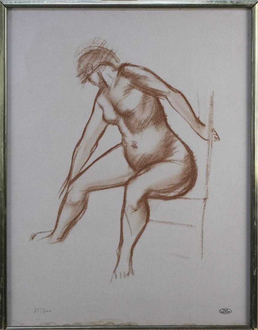 Andre Derain (French, 1880-1954): Seated nude. Lithograph. Editioned 85/300 in pencil, stamped Atelier Andre Derain lower right. Frame size 24 x 18 inches. Notice to bidders: Due to the nature of this particular online sale, the lots