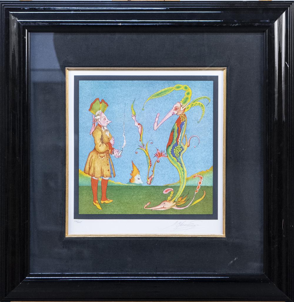 Mihail Chemiakin (Russian, b. 1943): Untitlled from the Carnaval de st. Petersbourg series. Lithograph. Signed lower right and editioned 136/275 lower left in pencil. Sight size 13 x 12 1/4 inches, matted and framed. Notice to bidders: D