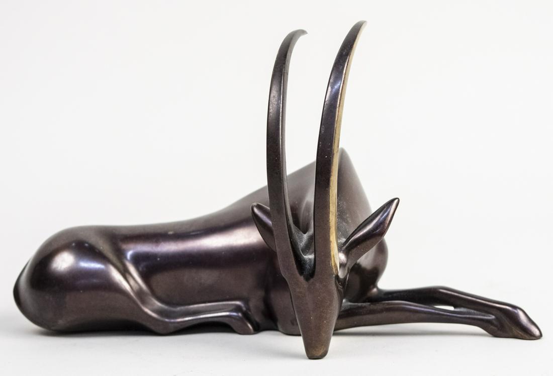 Loet Vanderveen Bronze Oryx: Signed Loet and numbered 480/750. Height 5 1/2 inches. Notice to bidders: Due to the nature of this particular online sale, the lots offered may not be available for detailed condition reports or addi