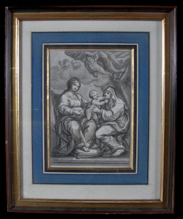 Continental School Infant John the Baptiste: Grisaille water color, 8 1/4 x 5 3/4 inches.