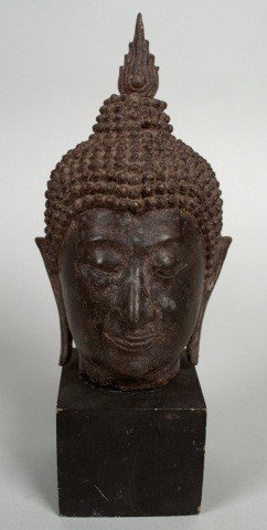 Southeast Asian Bronze Head of Buddha *: Height 9 inches.