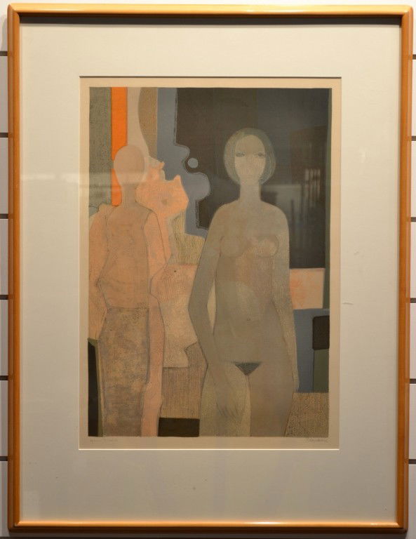 Andre or Henri Minaux Nude Female: Lithograph, signed l.r. 27 x 19 inches.
