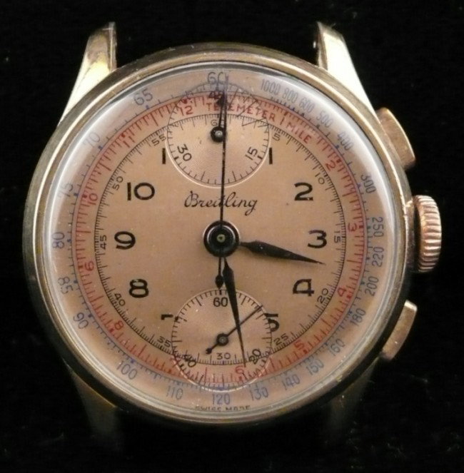Breitling Chronograph: Two subsidiary dials, Arabic numerals, without a band.