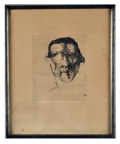 Leonard Baskin (Am. 1922-2000) Soutine: Engraving, signed in pencil l.r. also marked in pencil on verso, Soutine, 1970, by L. Baskin, #585 in catalogue raisonne. 8 3/4 x 7 1/2 inches.