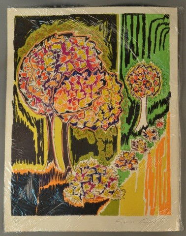 Gloria Vanderbilt (Am. b1924) Abstract Landscape: Print, numbered 103/250, pencil signed l.r. 31 x 24 inches.