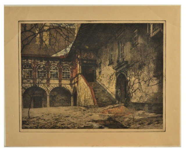 Luigi Kasimir (Aus. 1881-1962) Schonbrunn Castle: Print, pencil signed l.r. 22 1/2 x 28 1/2 inches.