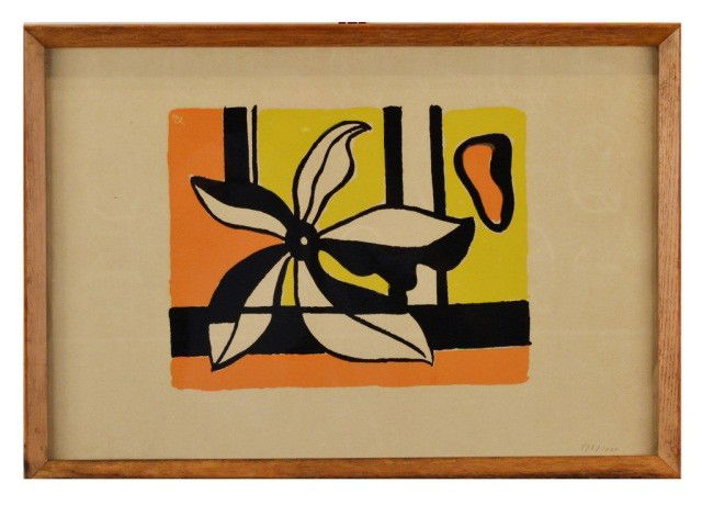 Fernand Leger (Fr. 1881-1955) Abstract Flower: Serigraph, artist's stamp l.r. and numbered 596/1000 l.r